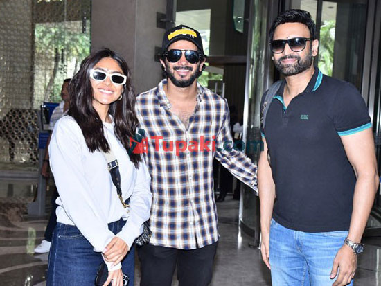 SitaRamam team reached at Chennai Airport Stills